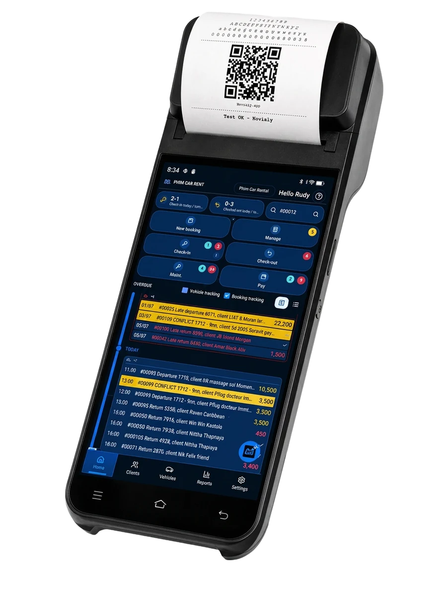 Movialy mobile terminal with built-in printer and camera